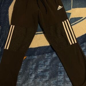 Adidas Kids Black Joggers with White Stripes